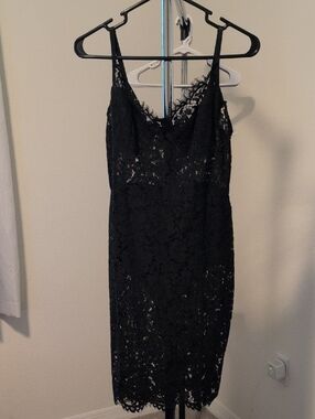 Fashion Nova Black Lace Midi Slip Dress